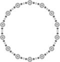 Snowflake circle frame. Winter snowflake round border.