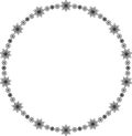 Snowflake circle frame. Winter snowflake round border.