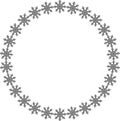 Snowflake circle frame. Winter snowflake round border.