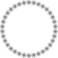Snowflake circle frame. Winter snowflake round border.