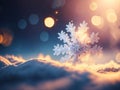 snowflake close bright image colorful bokeh. ai generative