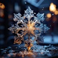 snowflake close-up offers an intimate view of nature\'s exquisite artistry. The delicate ice crystal