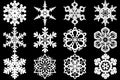 Snowflake Collection: A captivating close-up of an elegant collection of snowflakes, each one unique and intricate, isolated