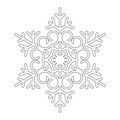 Snowflake for coloring book, coloring pages and design element for Christmas. Antistress. Line art design.