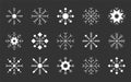 Snowflake crystal xmas frost white silhouette set