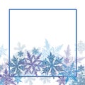 Square Frame Decorated with Snowflake Wreath and Shadow.