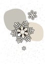 Snowflake doodle. Graphical illustration. Line art background