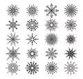 Snowflake drawing winter set vector illustration for Christmas a Royalty Free Stock Photo