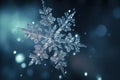 Snowflake falling down closeup photo. Generate Ai Royalty Free Stock Photo