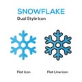 Snowflake Flat Icon And Flat Line Icon