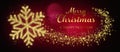 Merry Christmas And Happy New Year Card With Golden Snowflake In Abstract Red Night Royalty Free Stock Photo