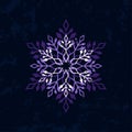 Snowflake geometric shape with grunge texture on dark background