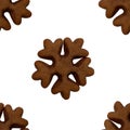 Snowflake gingerbread cookie pattern. Top view of the plane. Christmas composition, holiday card, texture for design
