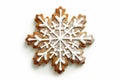 Snowflake gingerbread cookie on white background. Neural network AI generated Royalty Free Stock Photo