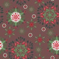 Snowflake or gingerbread decorate and wreath for winter or Christmas festival seamless pattern background Royalty Free Stock Photo