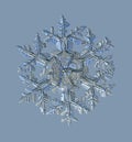 Snowflake glittering on blue background