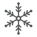 Snowflake glyph icon, snow and winter, frost sign, vector graphics, a solid pattern on a white background.