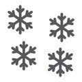 Snowflake glyph icon, winter and forecast, snow sign, vector graphics, a solid pattern on a white background.