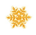 Snowflake with gold glitter texture. Christmas, New Year golden glittering ornament decoration on transparent background Royalty Free Stock Photo