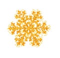 Snowflake with gold glitter texture. Christmas, New Year golden glittering ornament decoration on transparent background