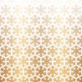 Snowflake gold seamless pattern. Repeating fades degrade golden snowflakes background. Repeated fadew geometric texture. Gradation