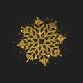 Snowflake of golden glitter particles texture. Shining Christmas snowflake isolated ornament decoration for New Year