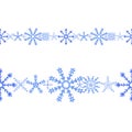 Snowflake horizontal border seamless pattern Christmas winter holidays hand drawn symbol of end of year family Royalty Free Stock Photo