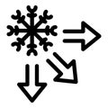 Snowflake icon with arrows indicating three directions