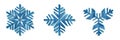 Snowflake icon background set white color. Winter blue christmas snow flake crystal element. Weather illustration ic Royalty Free Stock Photo