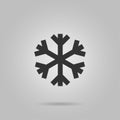 Snowflake icon. Black silhouette snow flake sign, isolated on grey background. Flat design. Symbol of winter, frozen, Christmas, N Royalty Free Stock Photo