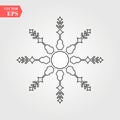 Snowflake icon. Black silhouette snow flake sign, isolated on white background. Flat design. Symbol of winter, frozen, Christmas, Royalty Free Stock Photo