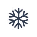 Snowflake icon. Black silhouette snow flake sign, isolated on white background. Flat design. Symbol of winter, frozen