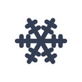 Snowflake icon. Black silhouette snow flake sign, isolated on white background. Flat design. Symbol of winter, frozen Royalty Free Stock Photo