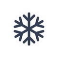 Snowflake icon. Black silhouette snow flake sign, isolated on white background. Flat design. Symbol of winter, frozen Royalty Free Stock Photo