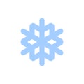 Snowflake icon. Blue silhouette snow flake sign, isolated on white background. Flat design. Symbol of winter, frozen Royalty Free Stock Photo