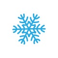 Snowflake icon. Blue silhouette snow flake sign, isolated on white background. Flat design. Symbol of winter, frozen Royalty Free Stock Photo