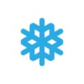 Snowflake icon. Blue silhouette snow flake sign, isolated on white background. Flat design. Symbol of winter, frozen Royalty Free Stock Photo