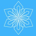 Snowflake icon, Christmas decoration. Ice snowflake, symmetrical star mandala vector Royalty Free Stock Photo