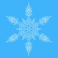 Snowflake icon, Christmas decoration. Icy snowflake, symmetrical winter vector Royalty Free Stock Photo