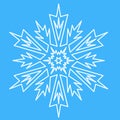 Snowflake icon, Christmas decoration. Icy snowflake, symmetrical winter vector Royalty Free Stock Photo
