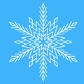 Snowflake icon, Christmas decoration. White snowflake for design, crystal ice hexagon, symmetrical vector Royalty Free Stock Photo