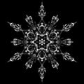 Snowflake icon graphic sign symbol drawing. White snowflake isolated on black background. High resolution detailed graphic