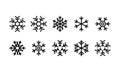 Snowflake icon set in black. Christmas and New Year concept. Vector on isolated white background. EPS 10 Royalty Free Stock Photo