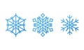 Snowflake icon set. frozen symbol collection. white background. New year design line elements blue. Vector illustration Royalty Free Stock Photo