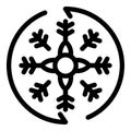 Snowflake icon symbolizing freezing temperature rotating in circle Royalty Free Stock Photo