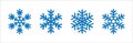 Snowflake icon vector set. Distinctive beautiful snowflakes icons. Christmas winter season theme illustration. Soft blue color Royalty Free Stock Photo