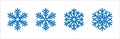 Snowflake icon vector set. Distinctive beautiful snowflakes icons. Christmas winter season theme illustration. Soft blue color Royalty Free Stock Photo