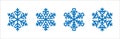 Snowflake icon vector set. Distinctive beautiful snowflakes icons. Christmas winter season theme illustration. Soft blue color Royalty Free Stock Photo