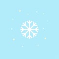 Snowflake Icon. Winter symbol on blue background.