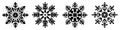 Snowflake icons set. Collection of black snowflakes on white background Royalty Free Stock Photo